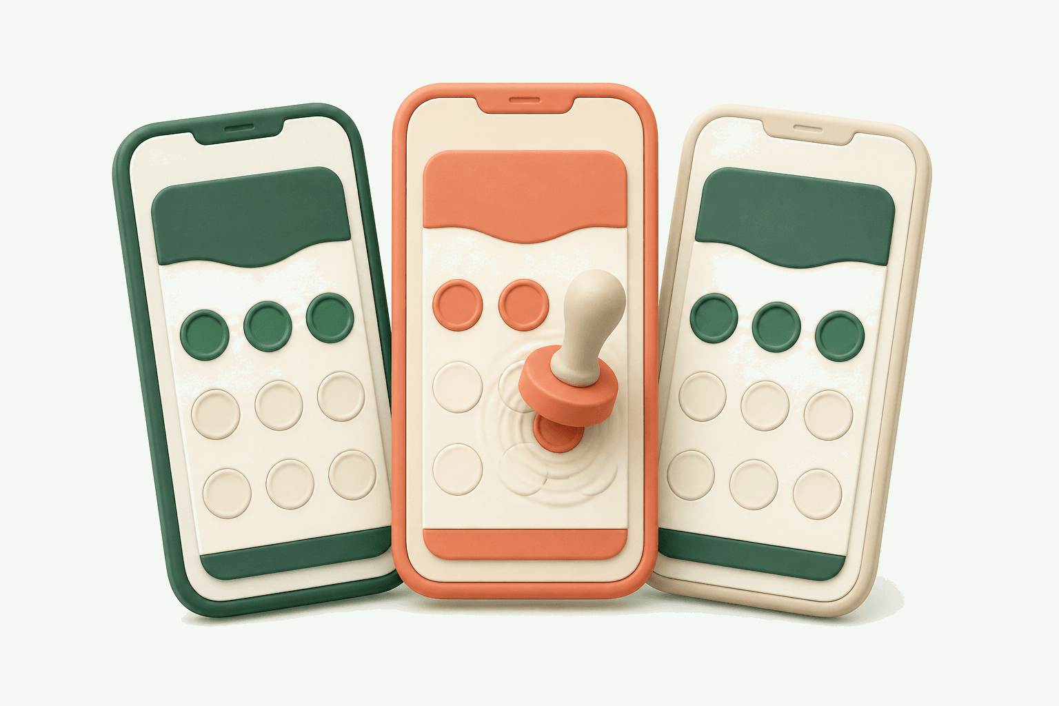 3台のスマホに表示されたスタンプラリー画面のイラスト